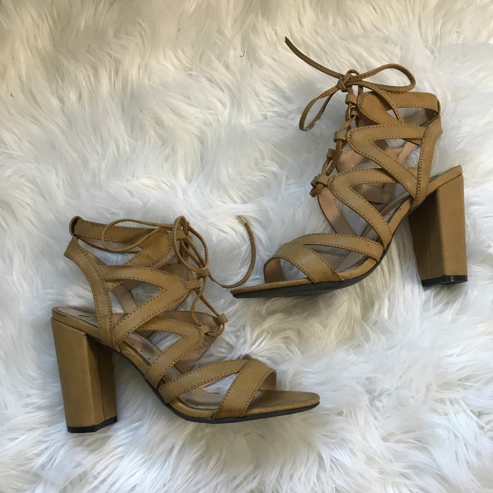 Lace Up Block Heels
